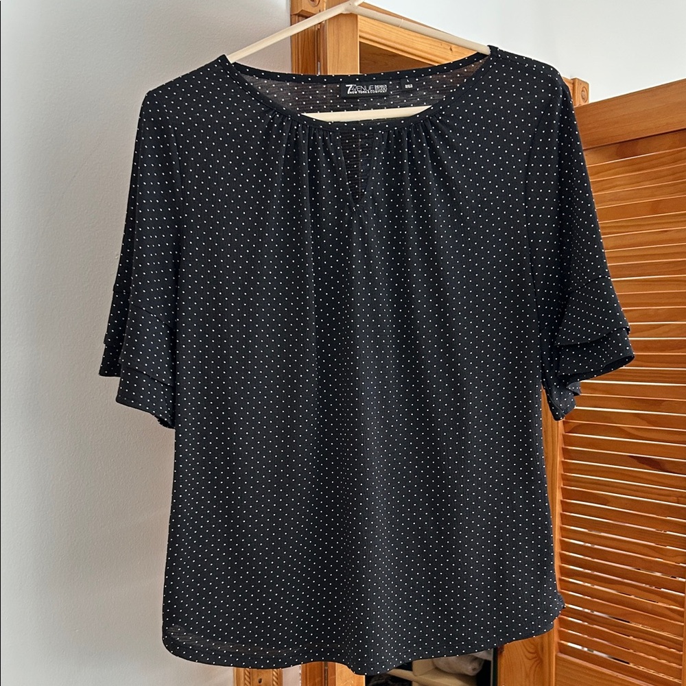 7th Avenue Black and White Polka Dot Blouse